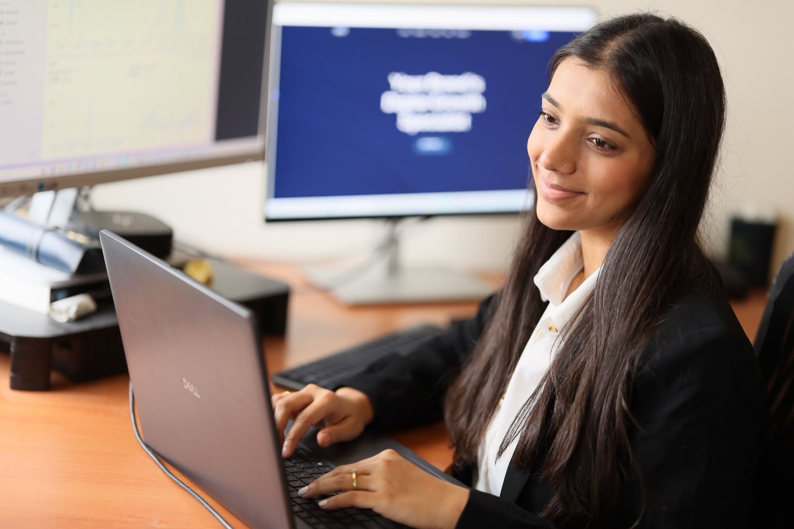 Shivangi Patel of MSA Digital working on a client website in the Perth studio